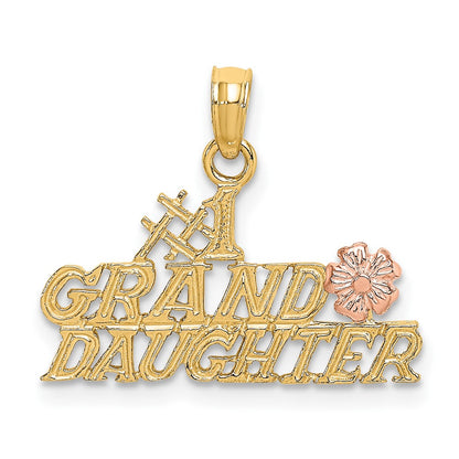 10K Two-Tone Two-Tone #1 Granddaughter W/ Flowers Charm