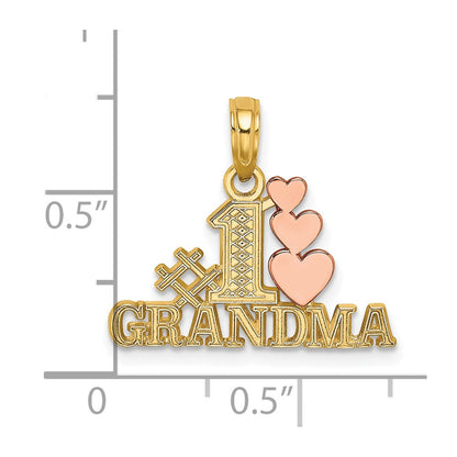 10K Two-Tone Two-Tone #1 Grandma W/ Three Hearts Charm