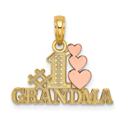 10K Two-Tone Two-Tone #1 Grandma W/ Three Hearts Charm
