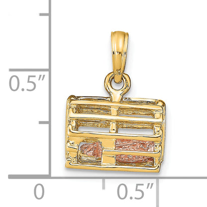 10K Two-Tone 10K 3D Lobster Trap W/Moveable Pendant