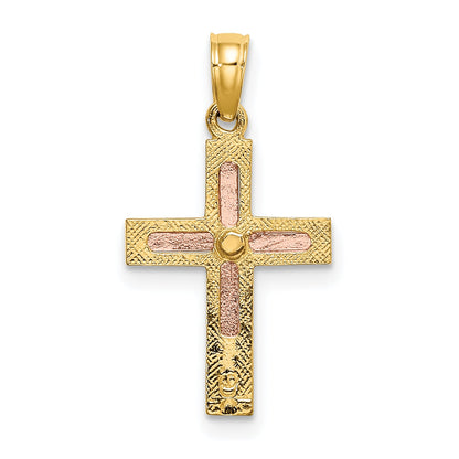 10K Two-Tone Polished Cross Charm