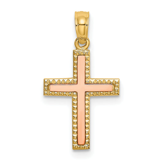 10K Two-Tone Polished Cross Charm