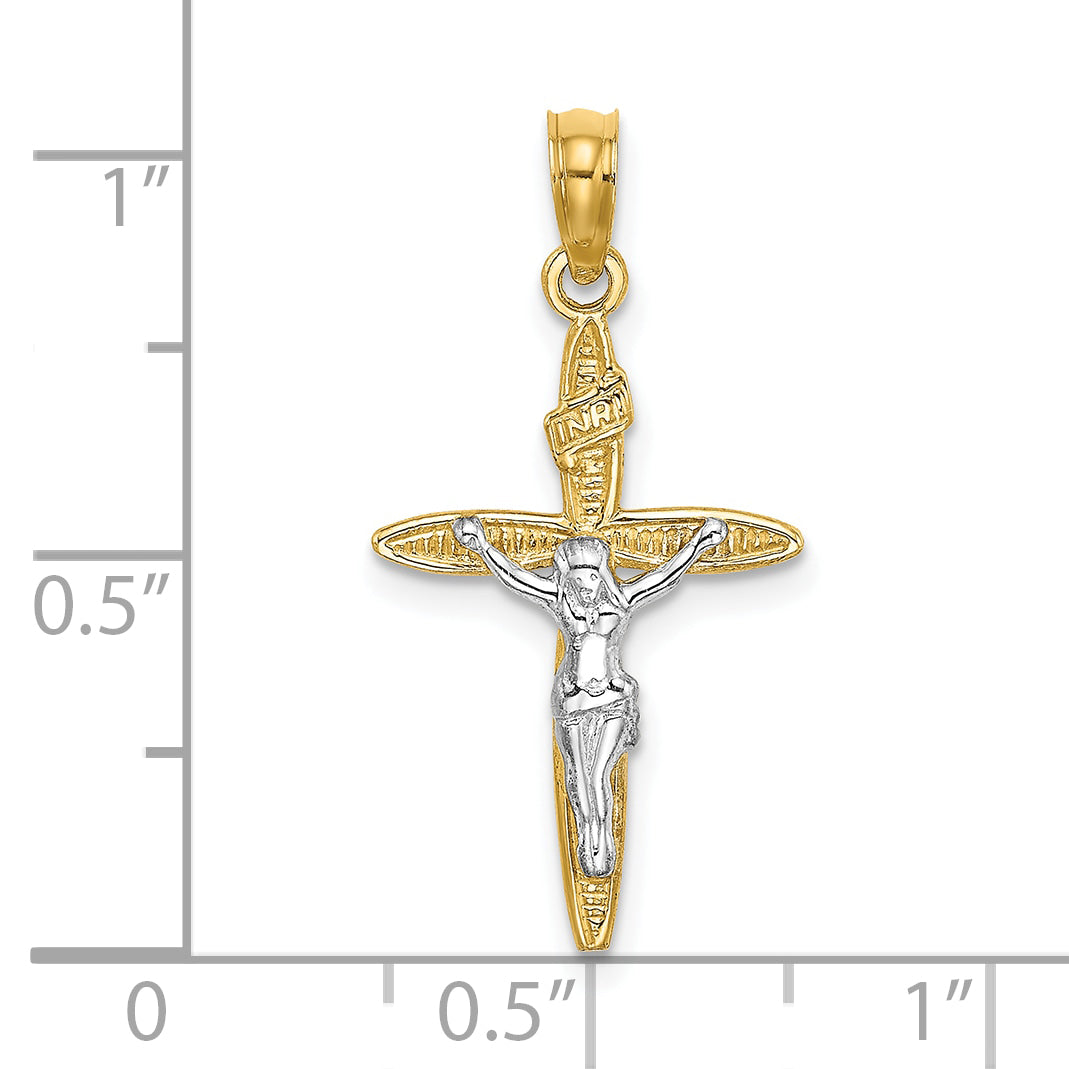 10K Yellow W/Rhodium 10K W/ Rhodium Inricrucifix Charm