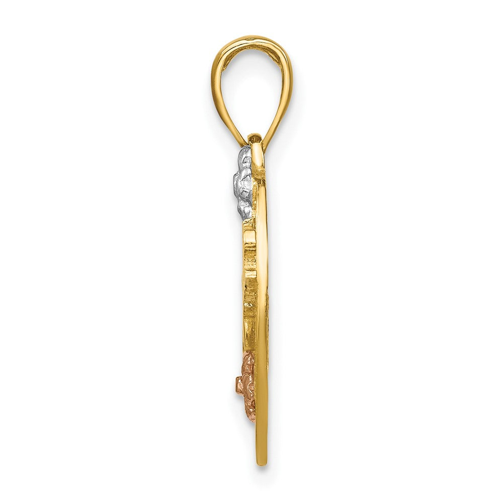 10K Two-Tone W/White Rhodium #1 Daughter Heart Charm