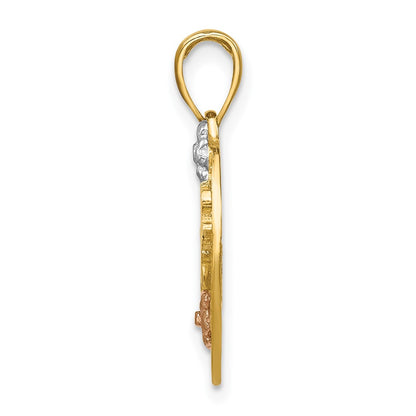 10K Two-Tone W/White Rhodium #1 Daughter Heart Charm