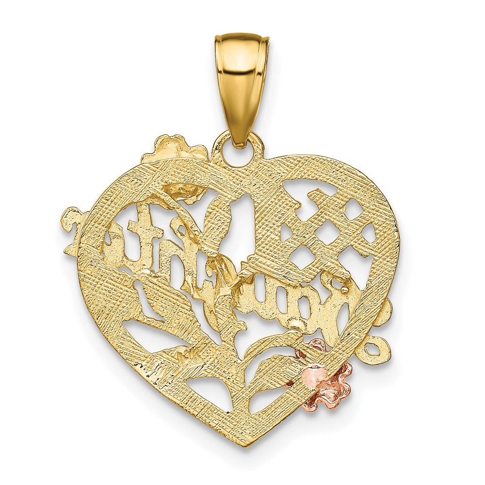 10K Two-Tone W/White Rhodium #1 Daughter Heart Charm