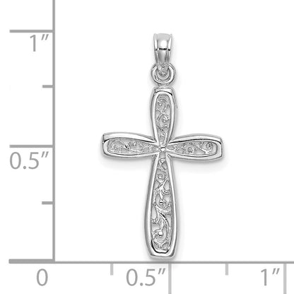 10K White Gold 10K Filigree Cross Charm