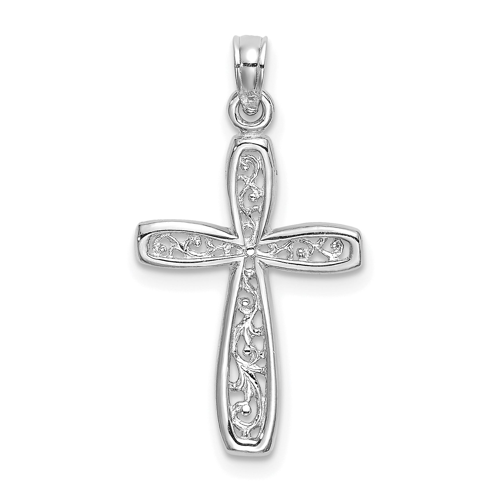 10K White Gold 10K Filigree Cross Charm
