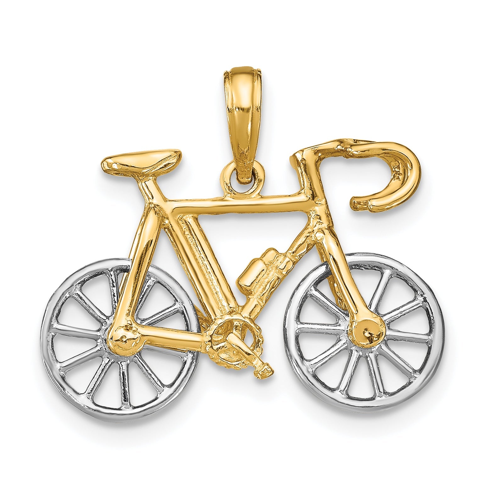 10K Yellow W/Rhodium 3-D Ten Speed Bicycle Charm
