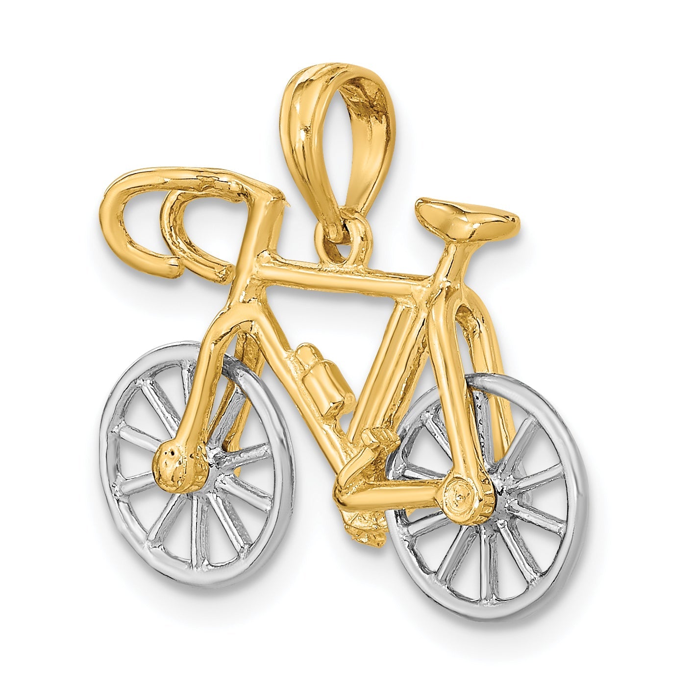 10K Yellow W/Rhodium 3-D Ten Speed Bicycle Charm