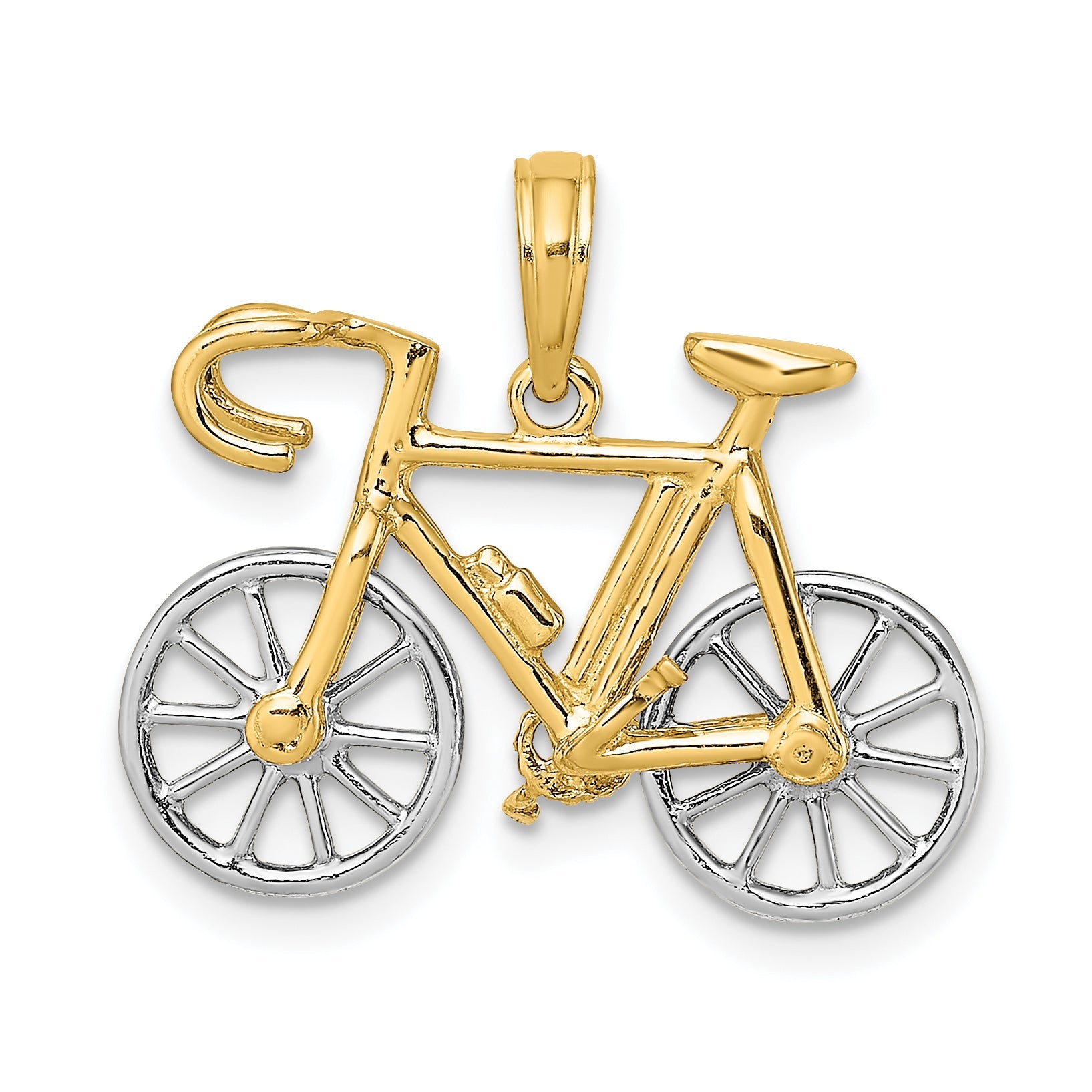 10K Yellow W/Rhodium 3-D Ten Speed Bicycle Charm