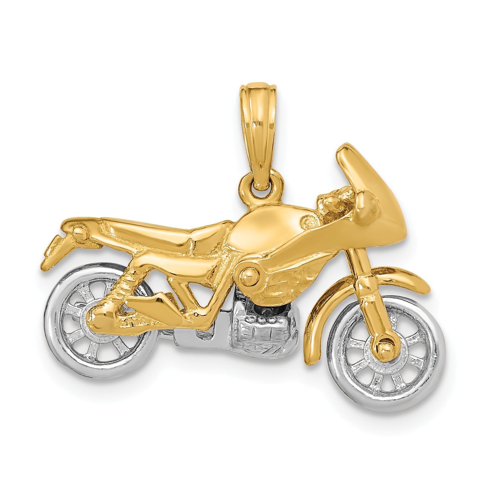 10K Two-Tone 3-D Moveable Motorcycle Charm