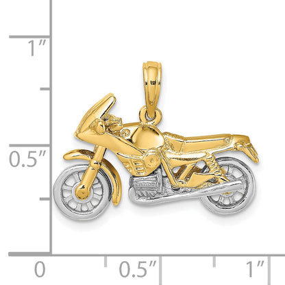 10K Two-Tone 3-D Moveable Motorcycle Charm