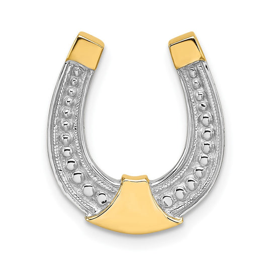 10K Yellow W/Rhodium W/ Rhodium Horseshoe Charm