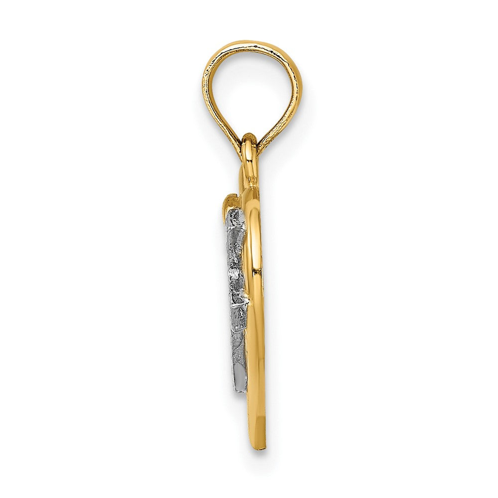 10K Yellow W/Rhodium 10K W/ Rhodium Cross In Heart Charm