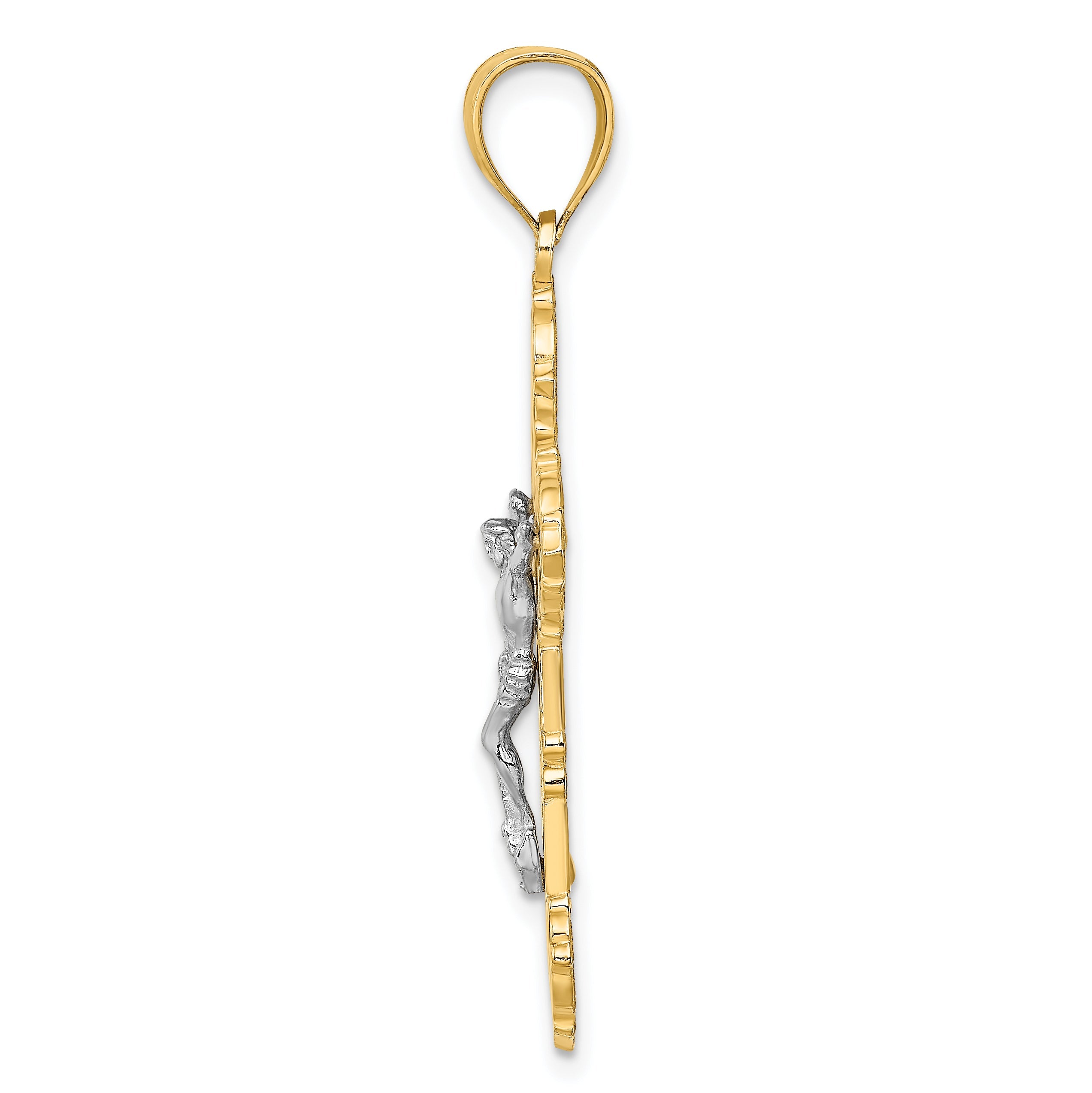 10K Two-Tone 10K Crucifix W/ Scrolled Tips Charm