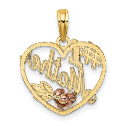 10K Two-Tone Two-Tone Heart W/ #1 Mother Charm