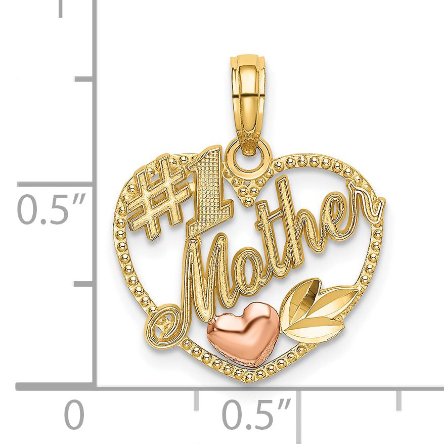 10K Two-Tone Two-Tone Heart W/ #1 Mother Charm