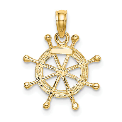 10K Yellow W/Rhodium 10K W/ Rhodium Ships Wheel Pendant
