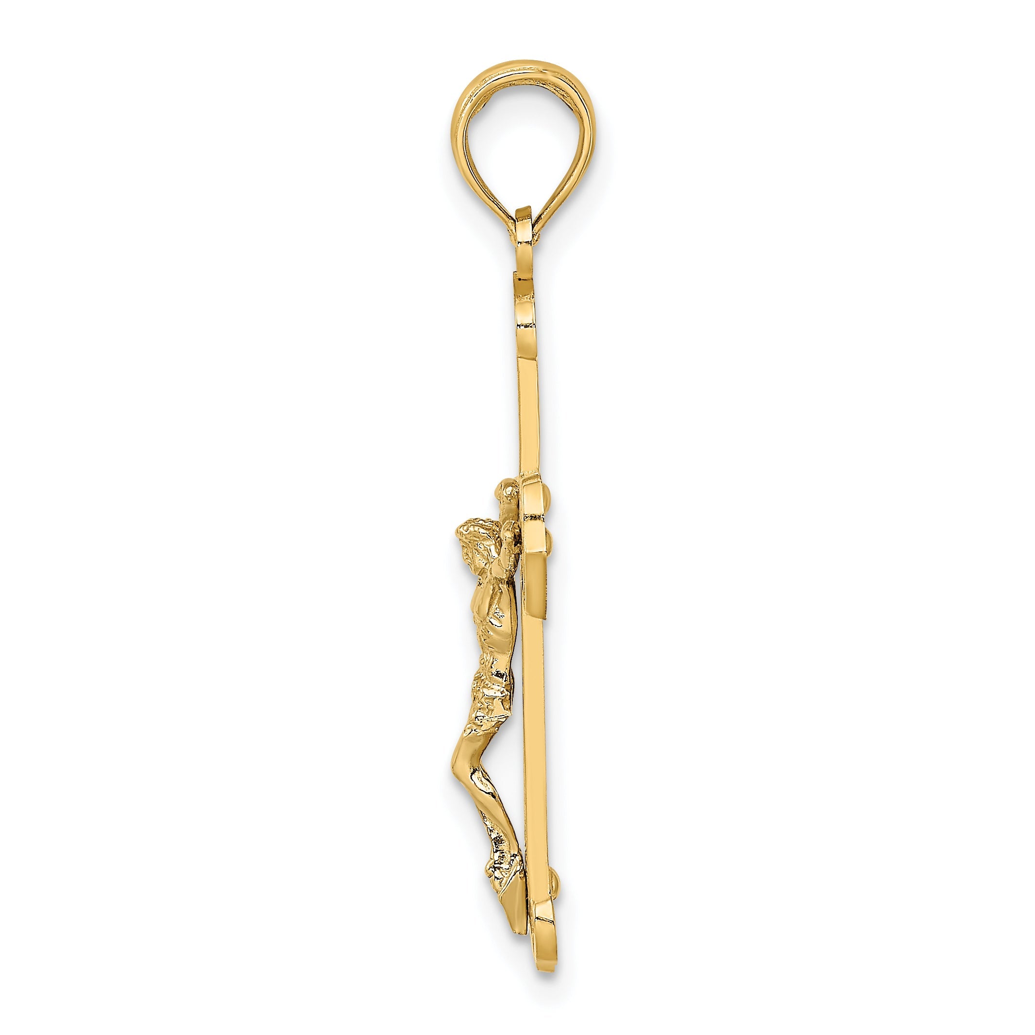 10K Two-Tone 10K Engraved Crucifix Charm