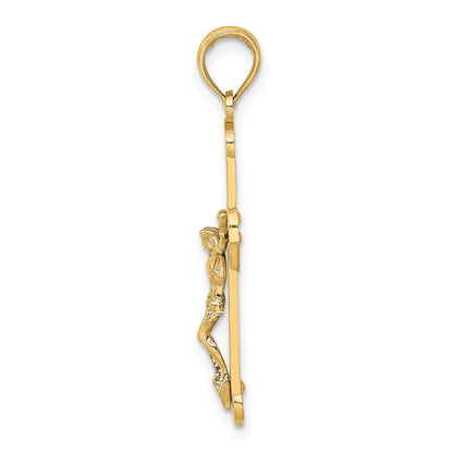 10K Two-Tone 10K Engraved Crucifix Charm