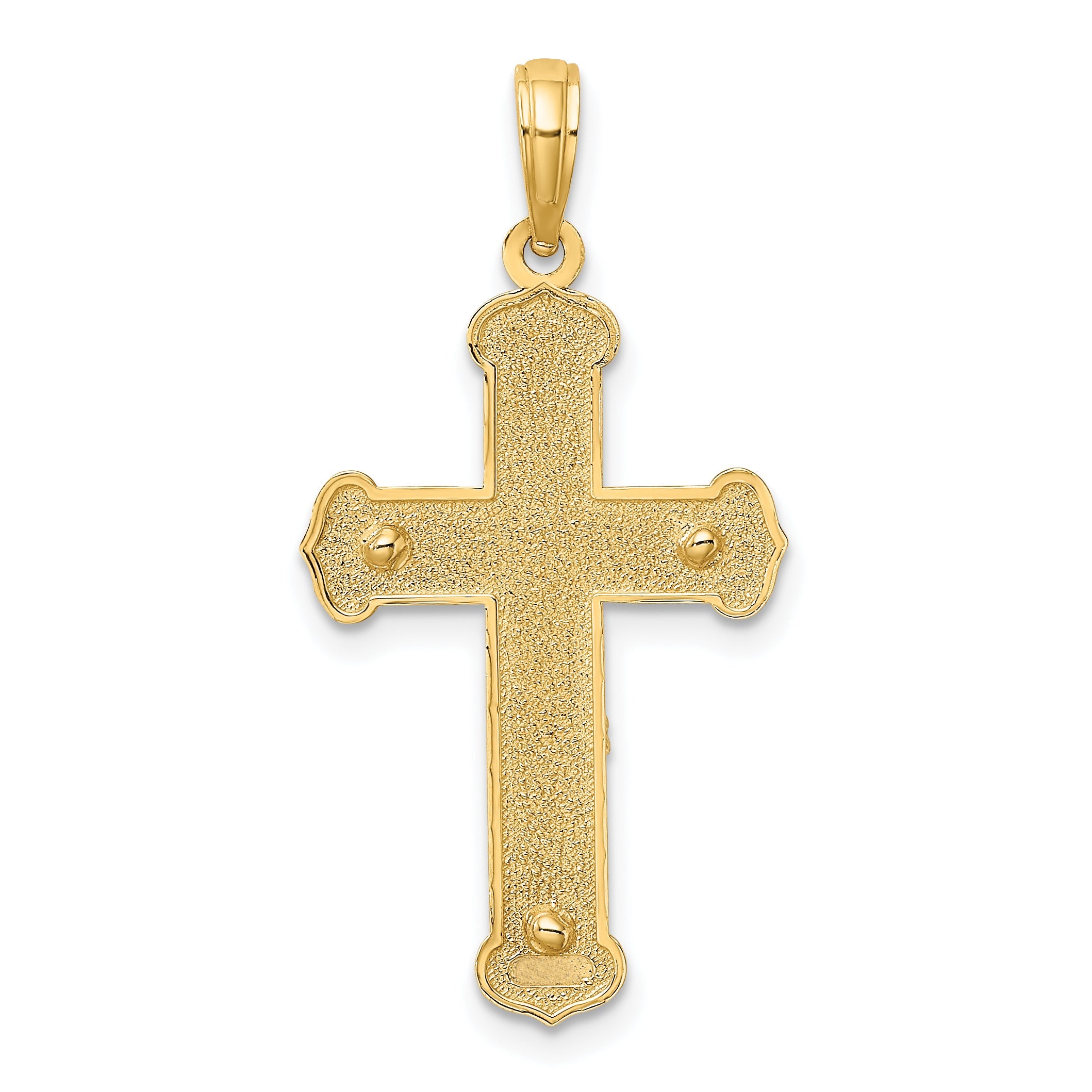 10K Two-Tone 10K Engraved Crucifix Charm
