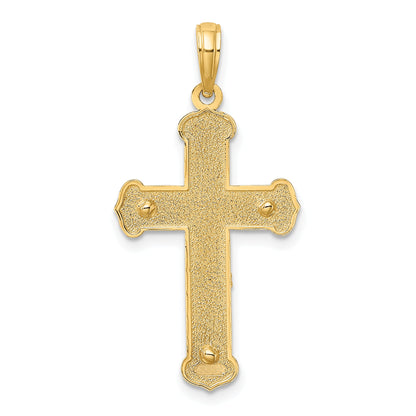 10K Two-Tone 10K Engraved Crucifix Charm