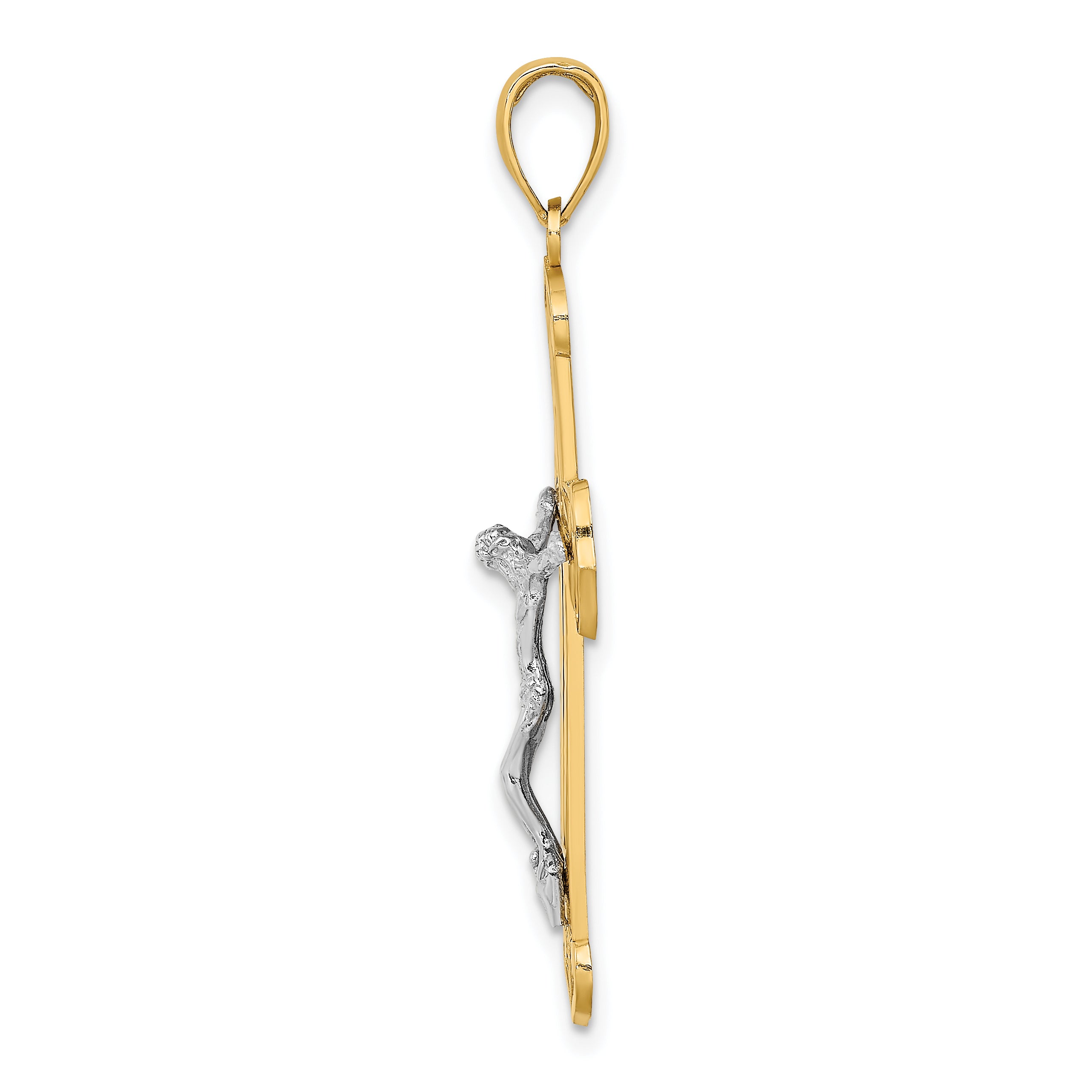 10K Two-Tone 10K Engraved Crucifix Charm