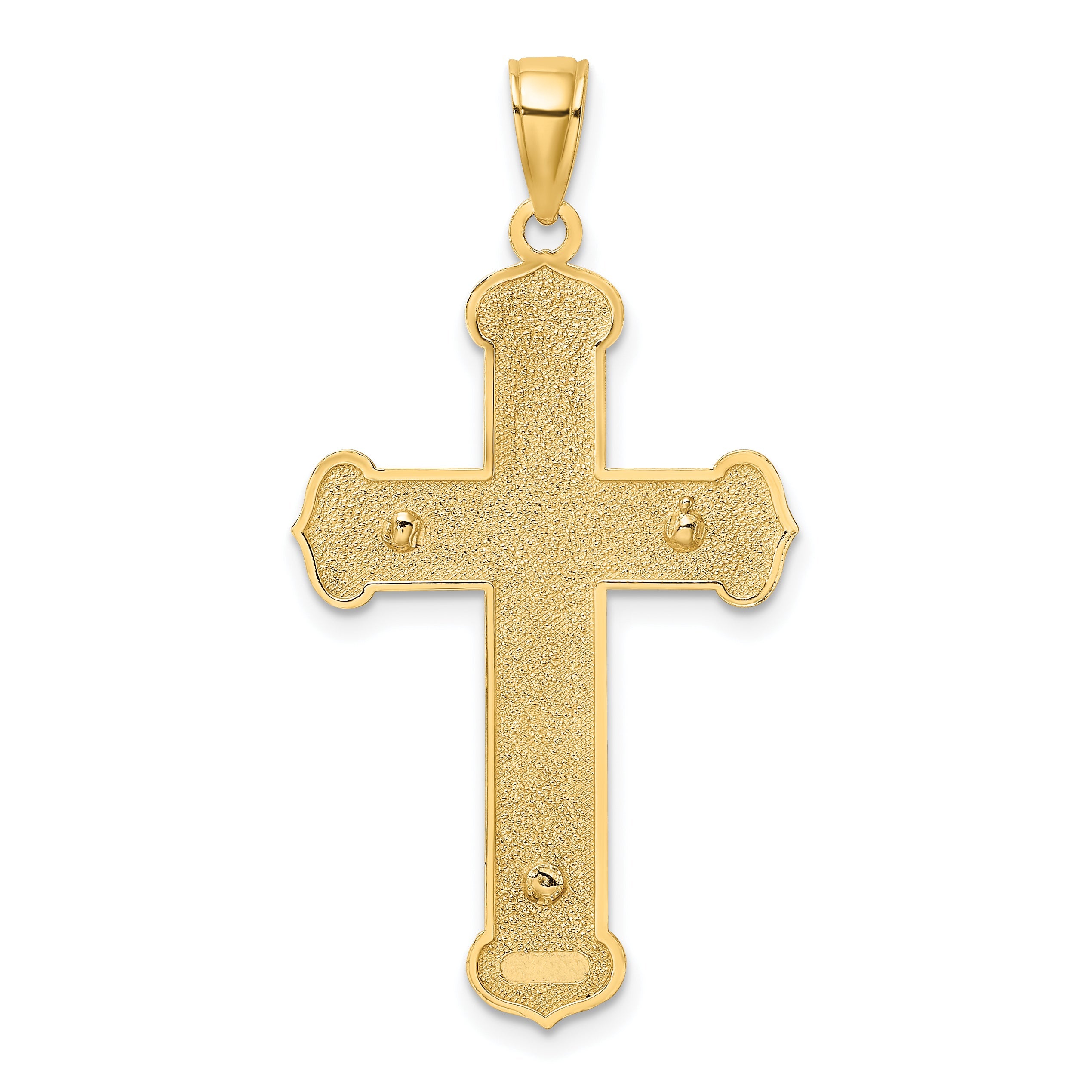10K Two-Tone 10K Engraved Crucifix Charm