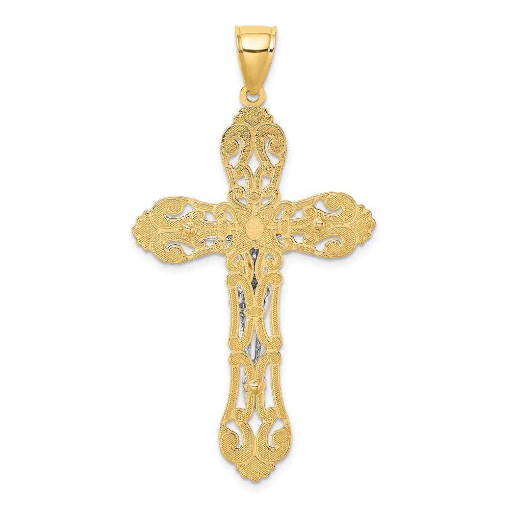 10K Yellow W/Rhodium 10K W/ Rhodium Crucifix Charm
