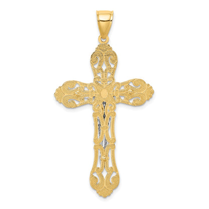 10K Yellow W/Rhodium 10K W/ Rhodium Crucifix Charm