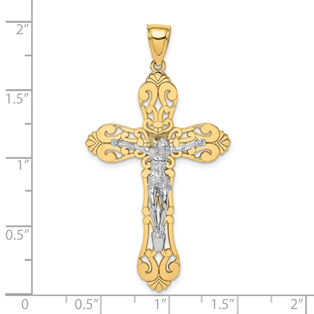 10K Yellow W/Rhodium 10K W/ Rhodium Crucifix Charm