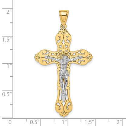 10K Yellow W/Rhodium 10K W/ Rhodium Crucifix Charm