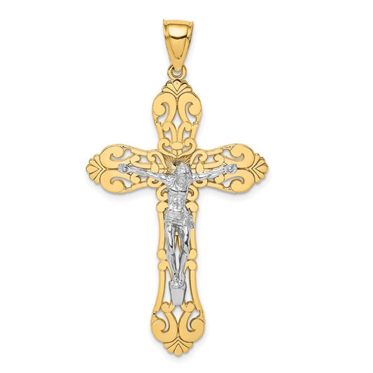 10K Yellow W/Rhodium 10K W/ Rhodium Crucifix Charm