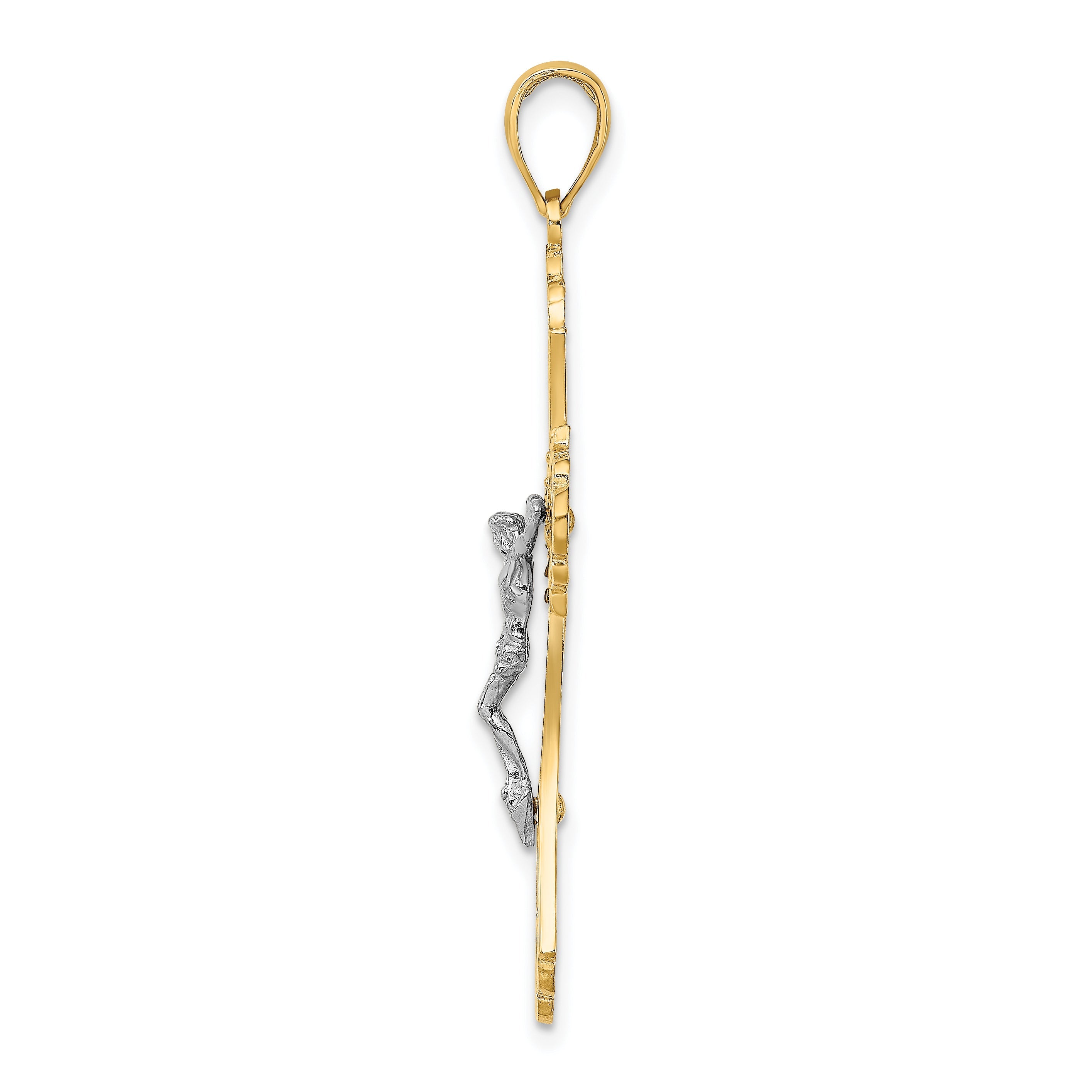 10K Two-Tone 10K Cut-Out Crucifix Charm