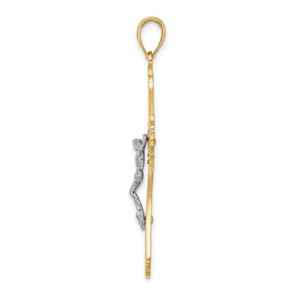 10K Two-Tone 10K Cut-Out Crucifix Charm