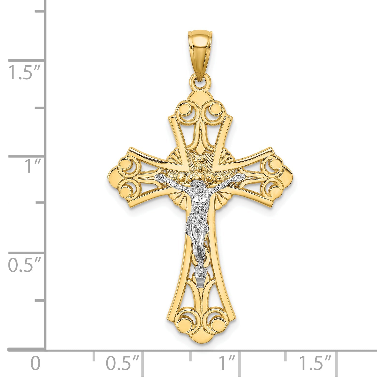 10K Two-Tone 10K Cut-Out Crucifix Charm