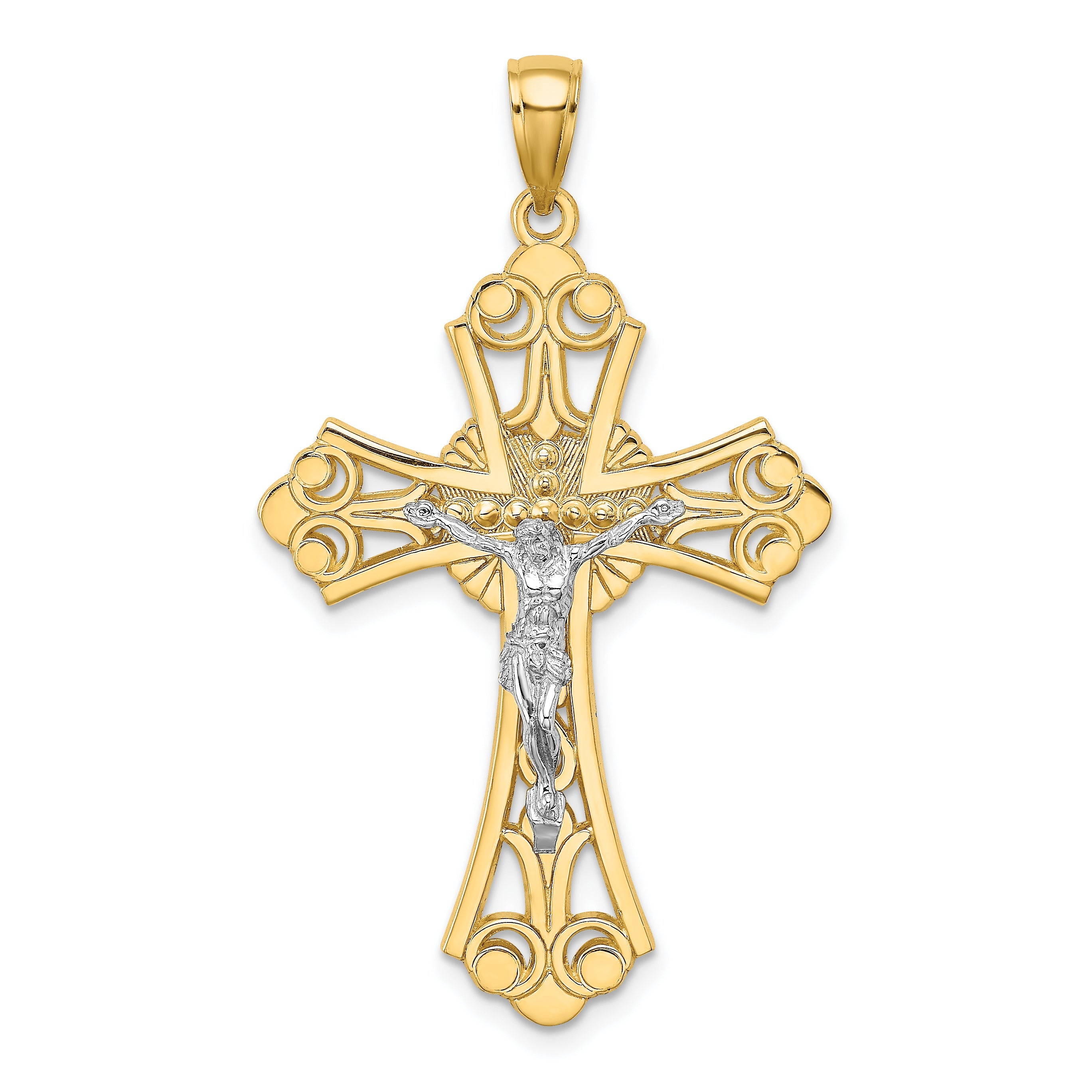10K Two-Tone 10K Cut-Out Crucifix Charm