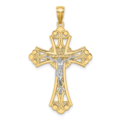 10K Two-Tone 10K Cut-Out Crucifix Charm