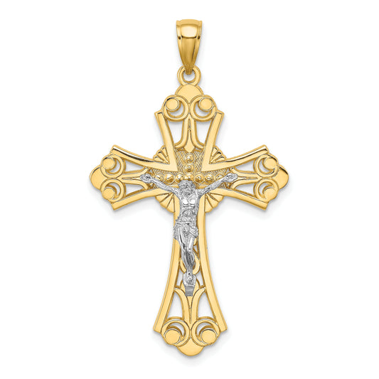10K Two-Tone 10K Cut-Out Crucifix Charm