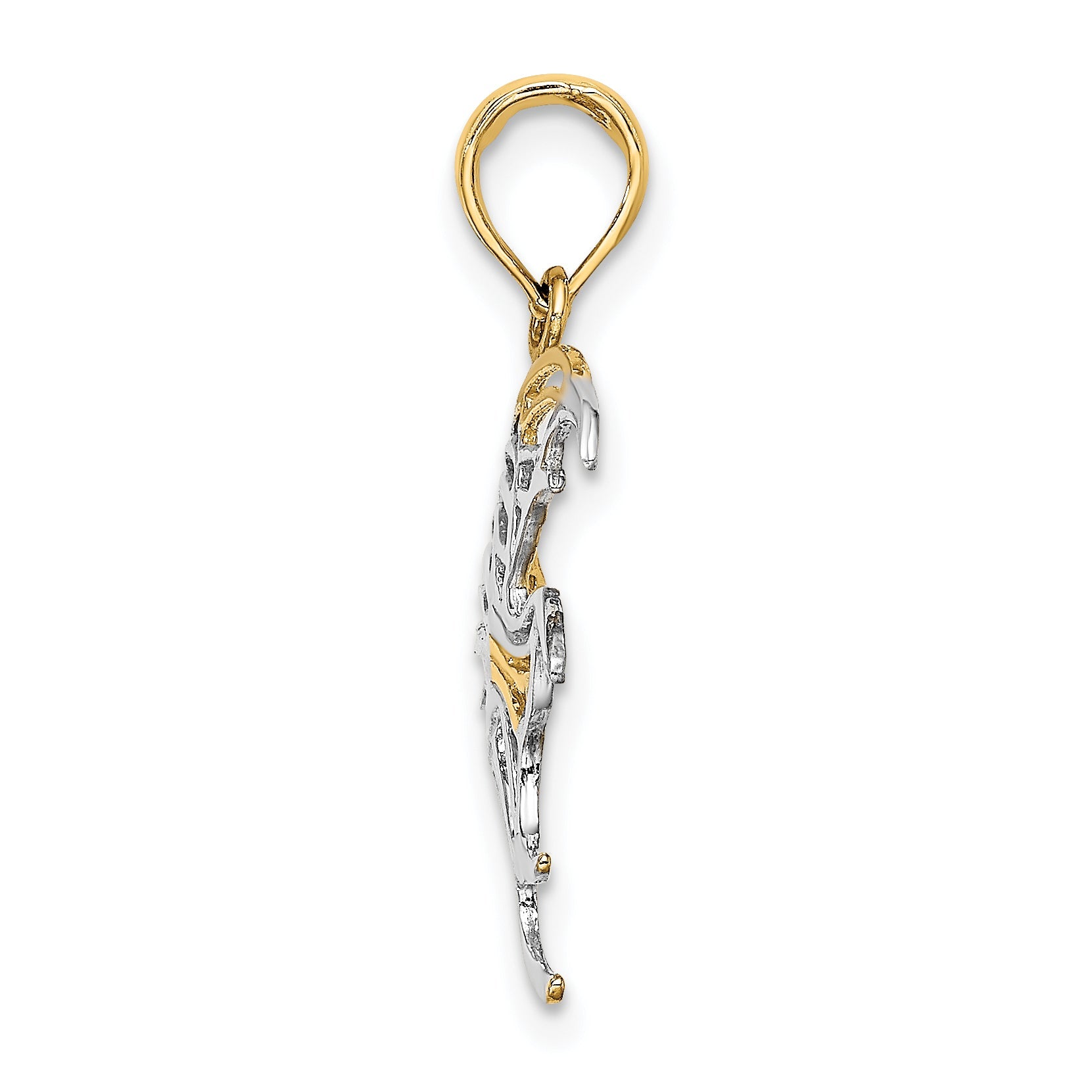 10K Yellow W/Rhodium W/ Rhodium Cut-Out Angelfish Charm