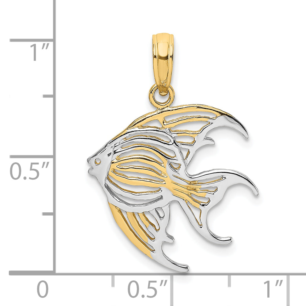 10K Yellow W/Rhodium W/ Rhodium Cut-Out Angelfish Charm