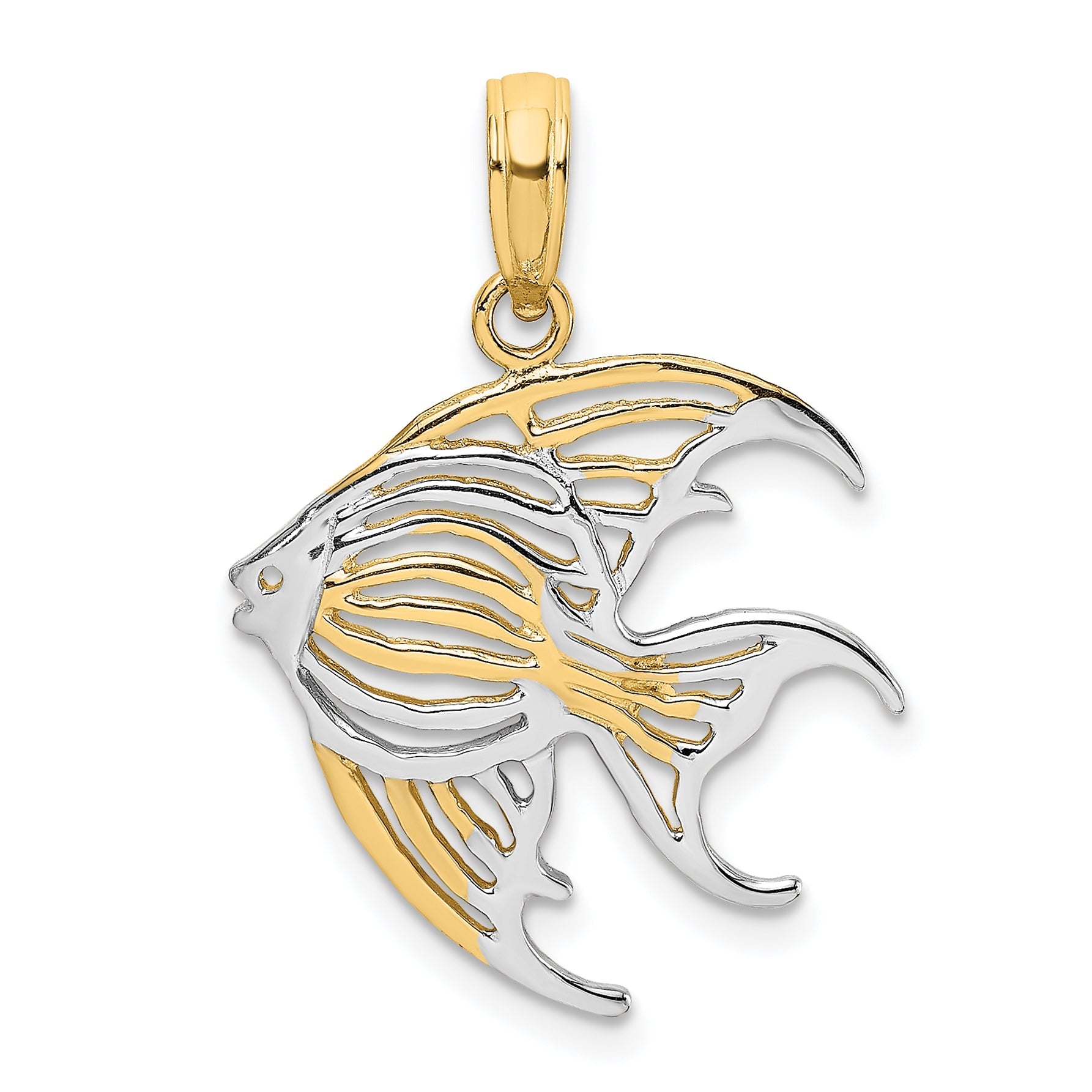 10K Yellow W/Rhodium W/ Rhodium Cut-Out Angelfish Charm