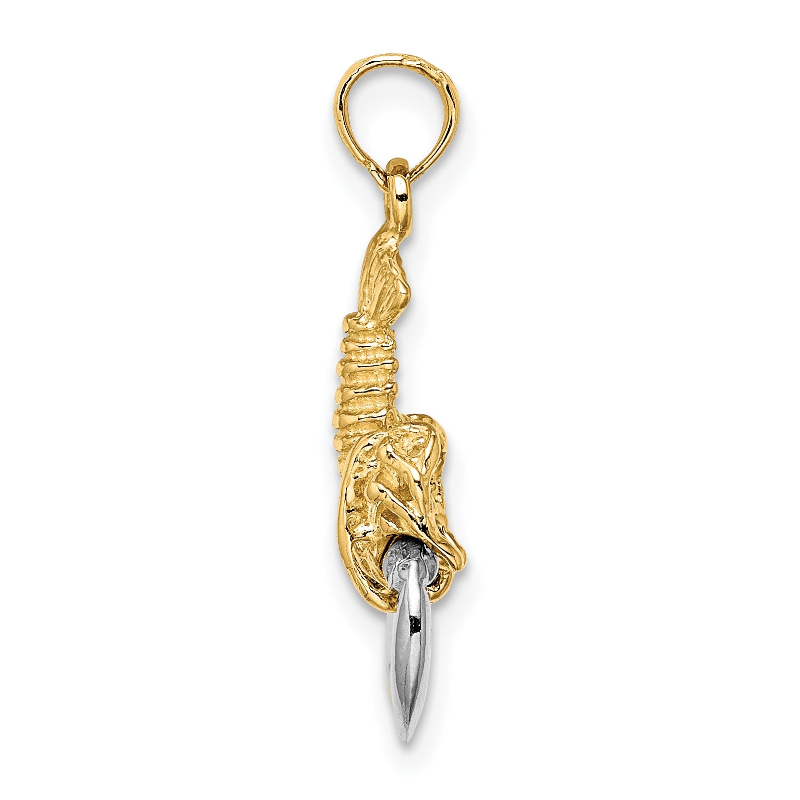 10K Yellow W/Rhodium 10K 2-D Moveable Lobster Charm