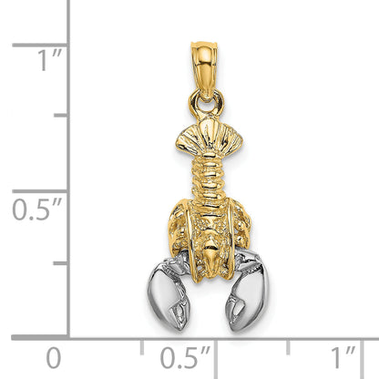10K Yellow W/Rhodium 10K 2-D Moveable Lobster Charm