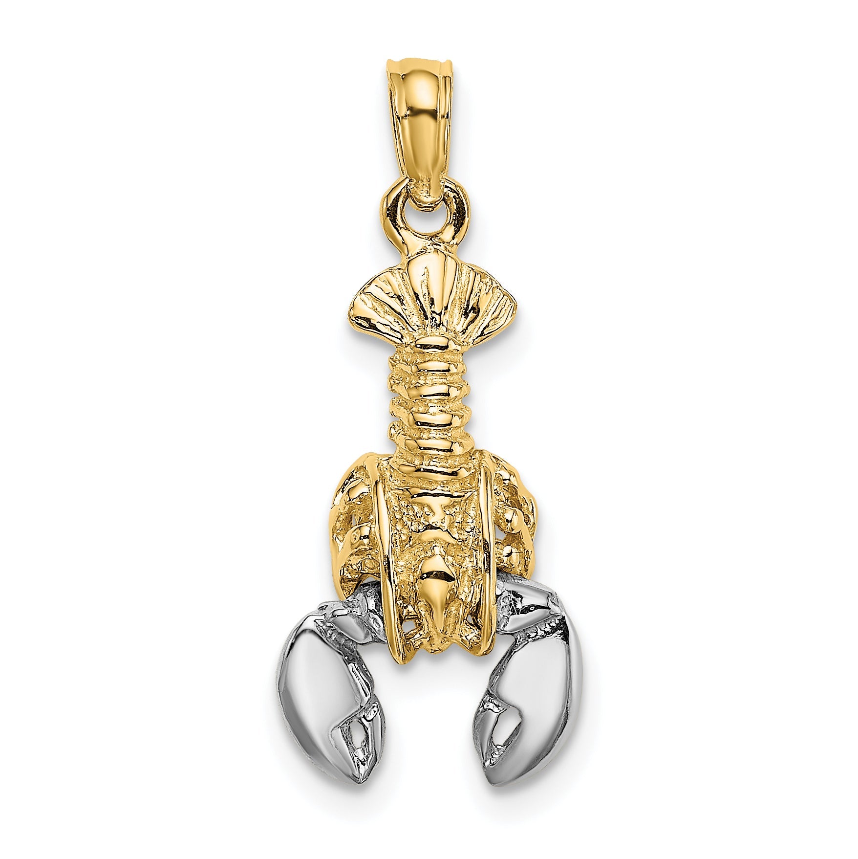10K Yellow W/Rhodium 10K 2-D Moveable Lobster Charm