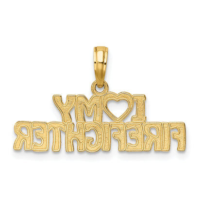 10K Yellow Gold I Love My Firefighter Charm
