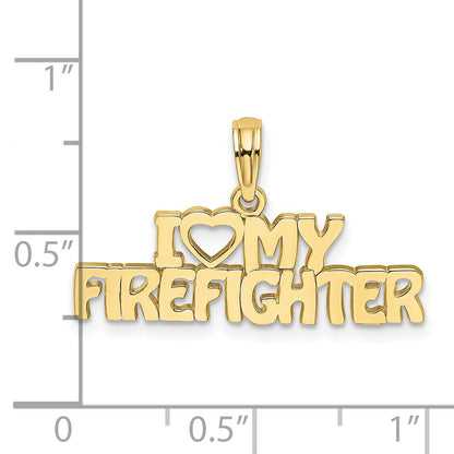 10K Yellow Gold I Love My Firefighter Charm