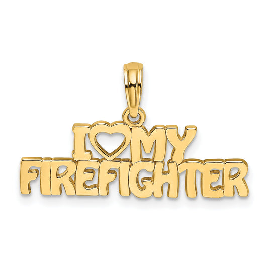 10K Yellow Gold I Love My Firefighter Charm