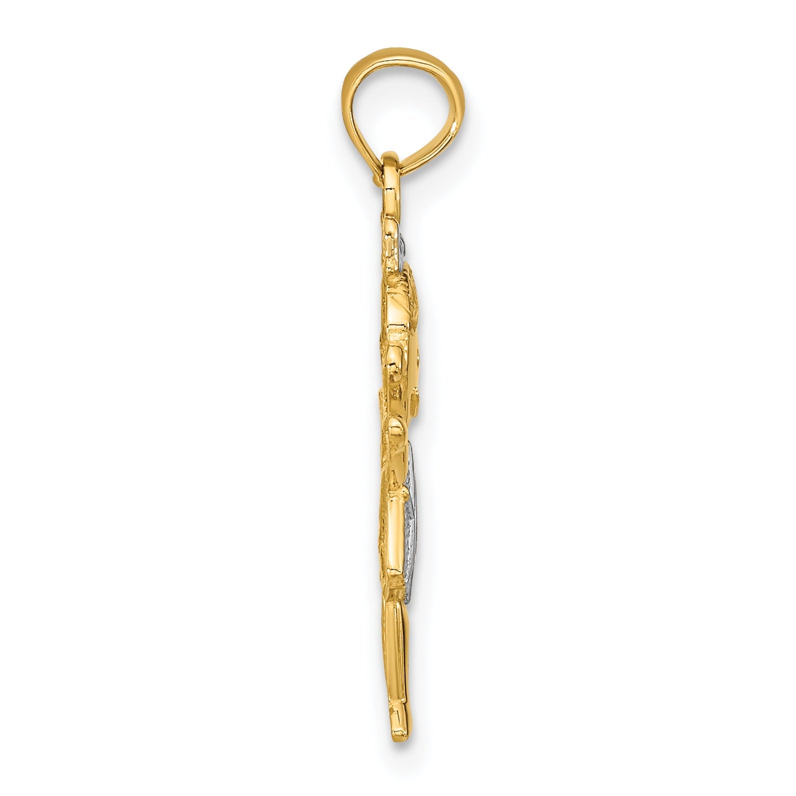 10K Yellow W/Rhodium 10K Textured Girl Charm